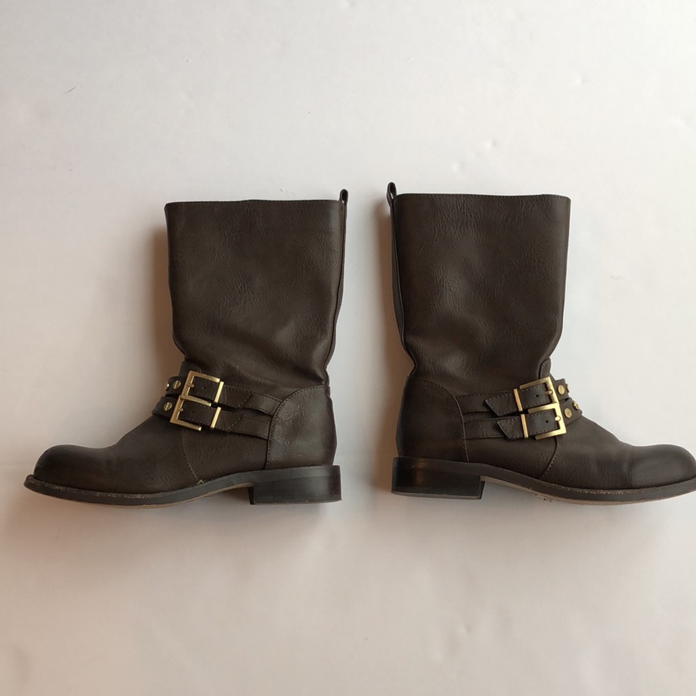 Victoria Secret Slip- On Dark Brown Boots With Brass Details Size 6.5B